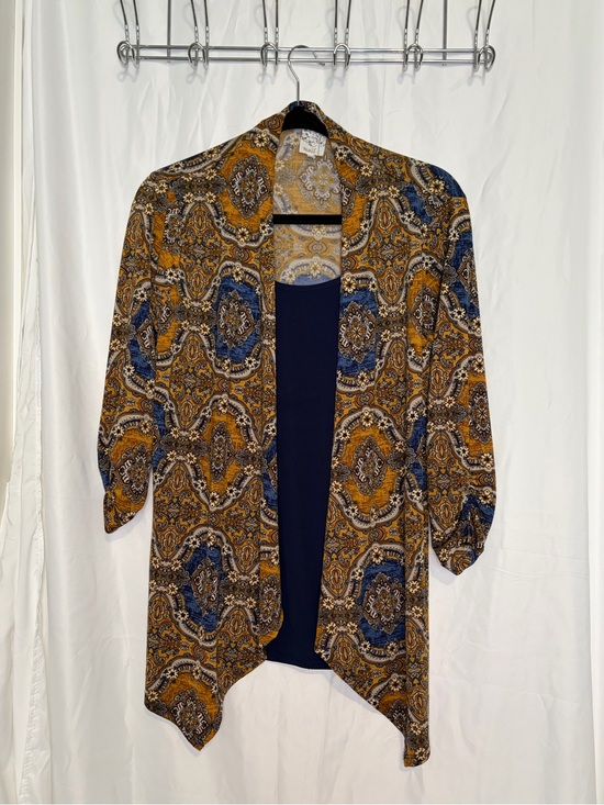NAIF Tops - Boho Paisley Open Front top - Navy & Mustard